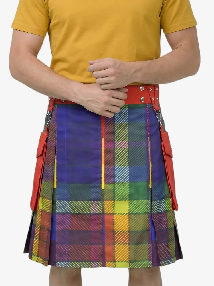 Falda Escocesa Arcoíris Multicolor Premium