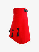 Red kilt with black tassels on a white background