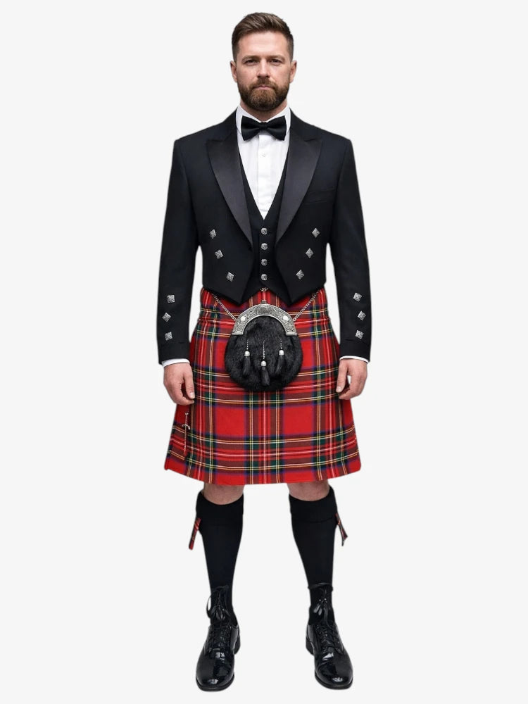Conjunto de Kilt Prince Charlie en Tartán Royal Stewart