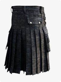 Scottish Black Denim Utility Kilt