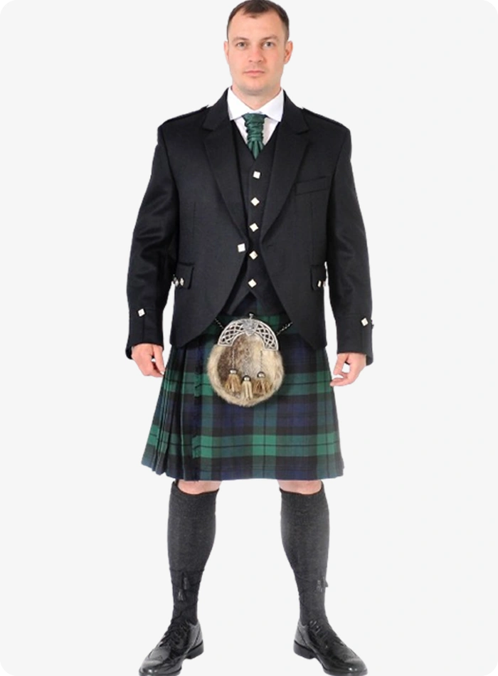 Atuendo de kilt escocés Black Watch hecho a medida