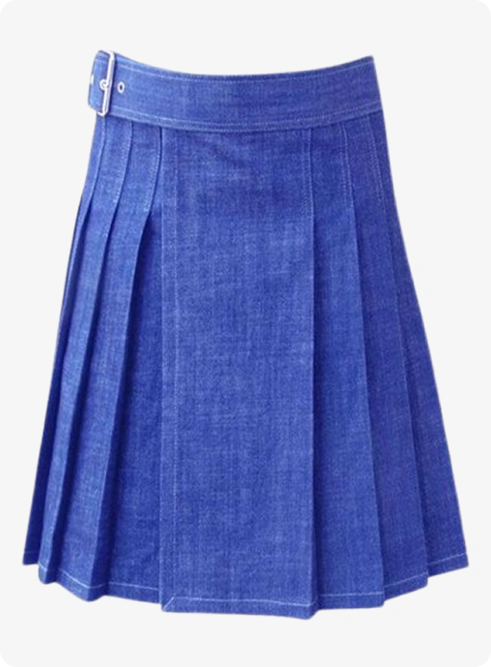 High Quality Scottish Blue Women Denim Kilt