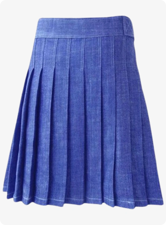 High Quality Scottish Blue Women Denim Kilt
