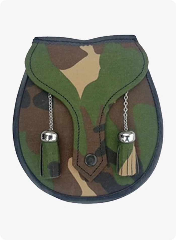Hand Made Scottish Camo Kilt Leather Sporran