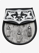 Semi Dress Black Sealskin Large Thistle Plate Sporran Antique Finish