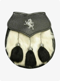 Semi Dress White Black Rabbit Fur Lion Crest Sporran