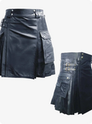 Shiny Black Leather Kilt