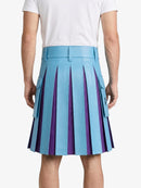Sky Blue Leather Kilt With Purple Pleat Back