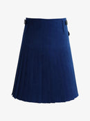 Navy blue pleated kilt on a white background