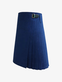 Blue pleated kilt on a white background