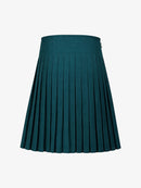 Green pleated kilt on a light gray background