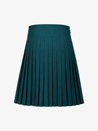 Green pleated kilt on a light gray background