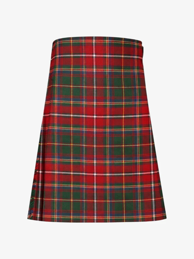 Red and green plaid kilt on a white background