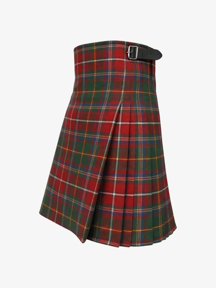 Plaid kilt with a belt on a white background