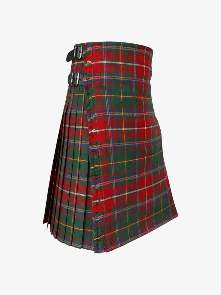 Red and green plaid kilt on a white background