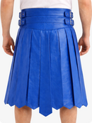 Standard Blue pleated skirt with belt on a white background
