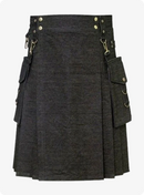 Stylish Black Denim Kilt
