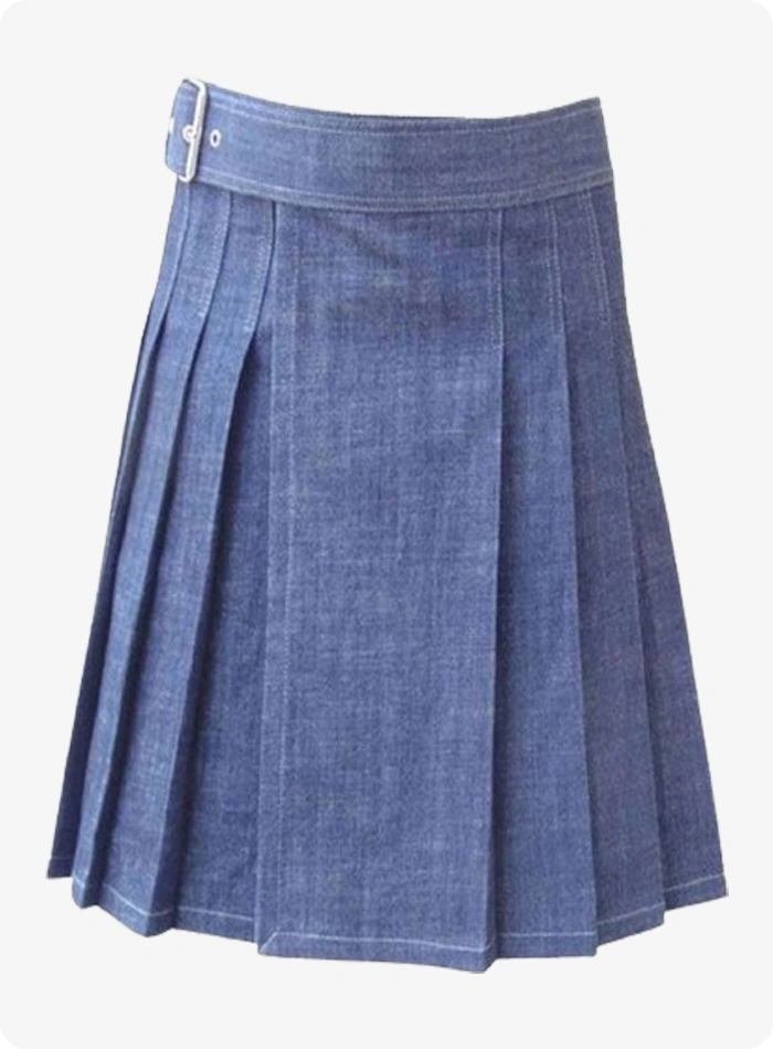 Custom Made Stylish Blue Denim Kilt