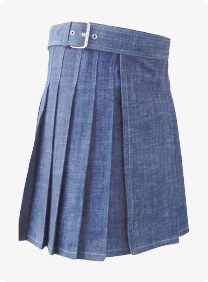 Custom Made Stylish Blue Denim Kilt