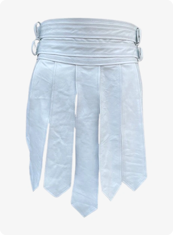 Custom Made Stylish White Warrior Leather Kilt