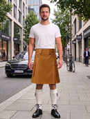 Tan Brown Leather Kilt For Men Tactical Utility Kilts