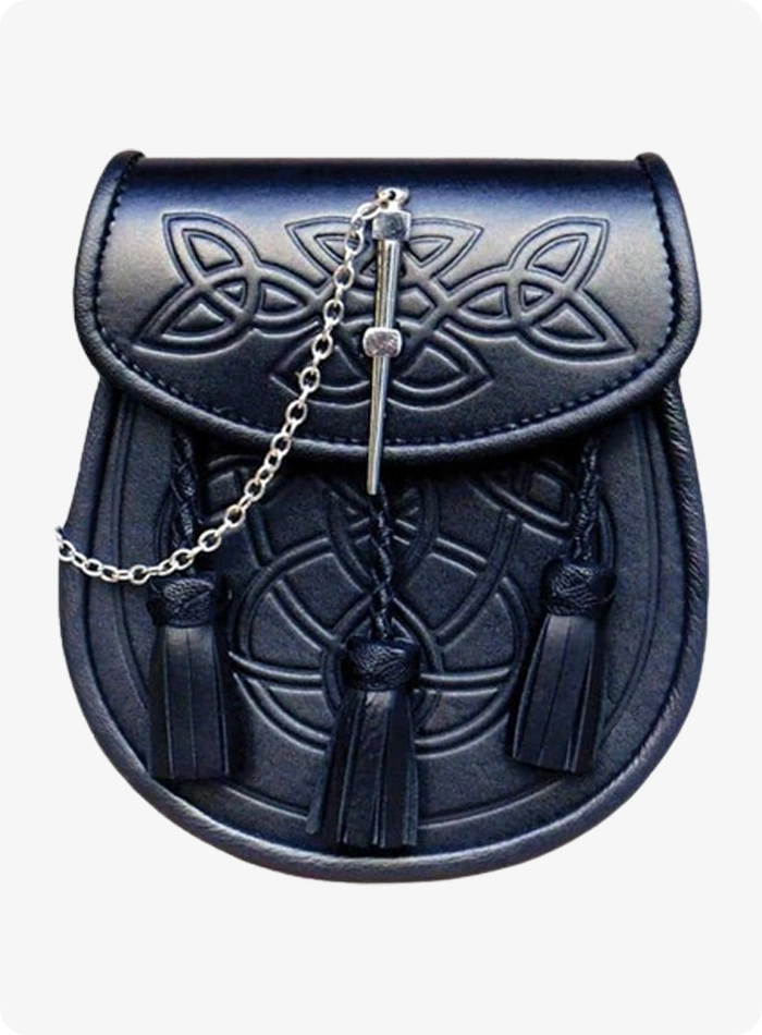 Custom Made Tassels Embossed Leather Kilt Sporran