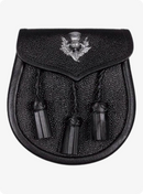 Thistle Emblem Black Leather Sporran