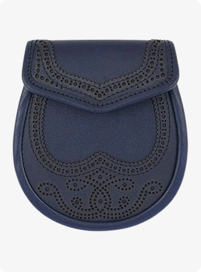 Custom Made Traditional Scottish Black Leather Sporran