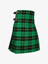 Green plaid kilt with black and yellow accents on a white background