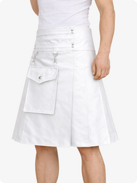 White skirt with front pocket on a white background