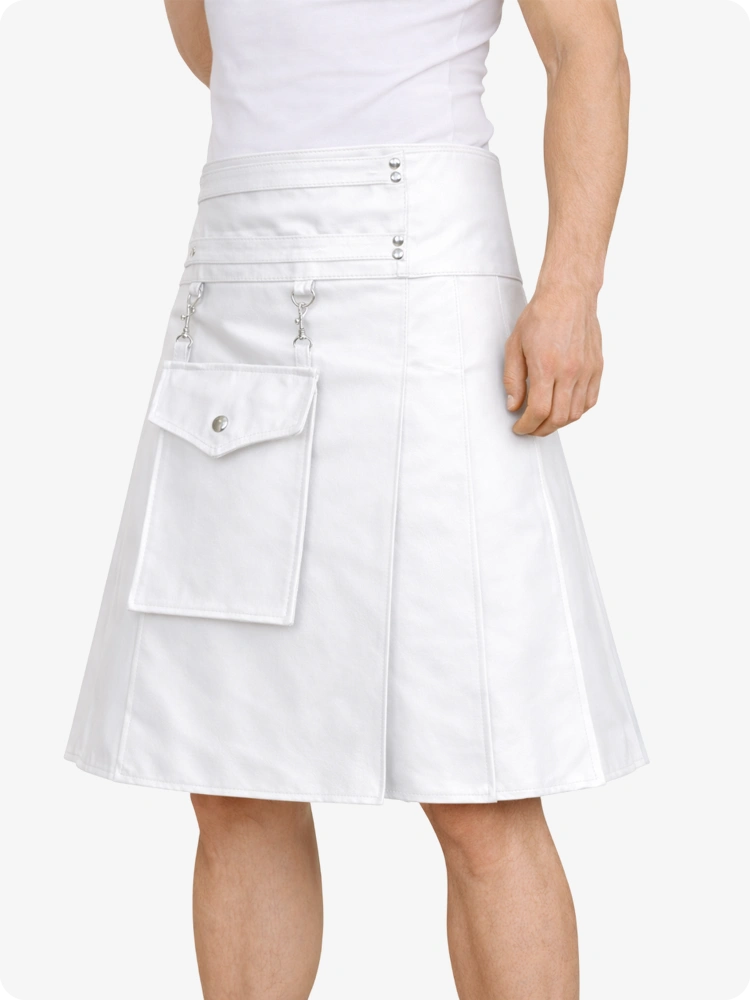 White skirt with front pocket on a white background