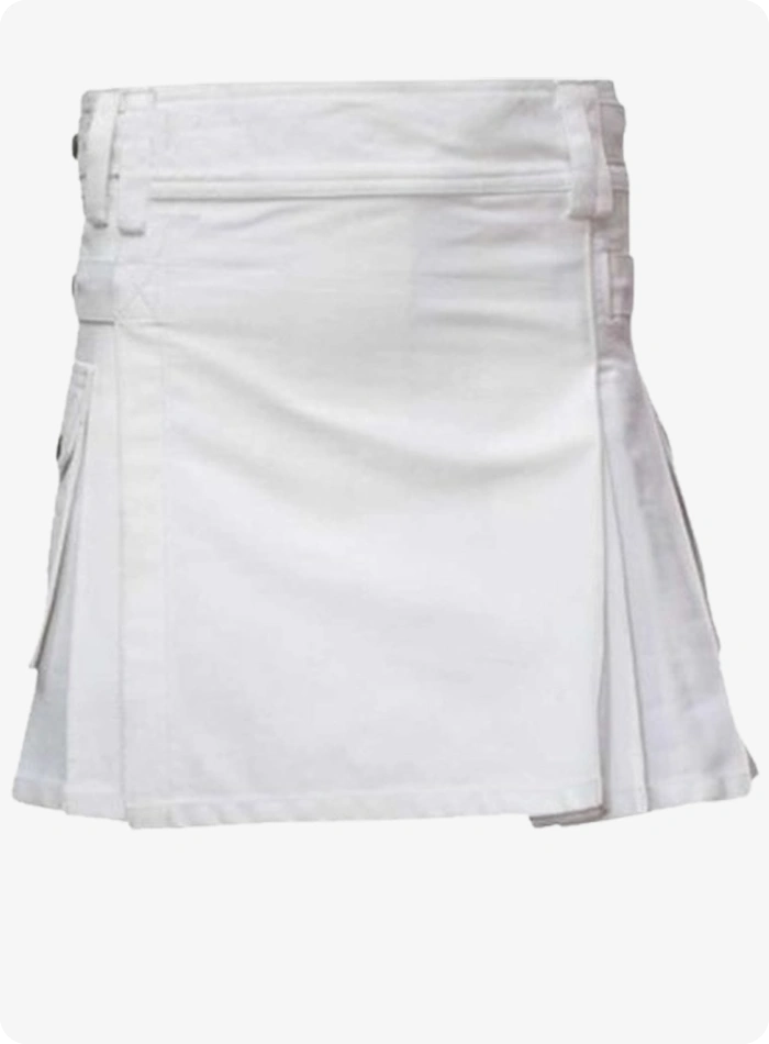 Custom Made White Women Utility Kilt
