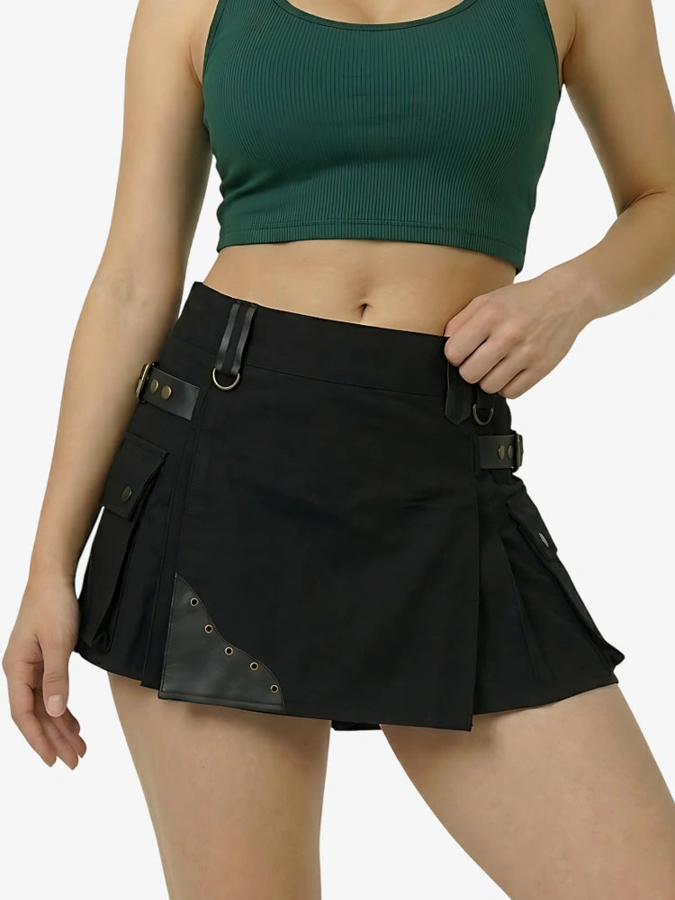 Kilt utility cargo híbrido con pliegues en caja para mujer