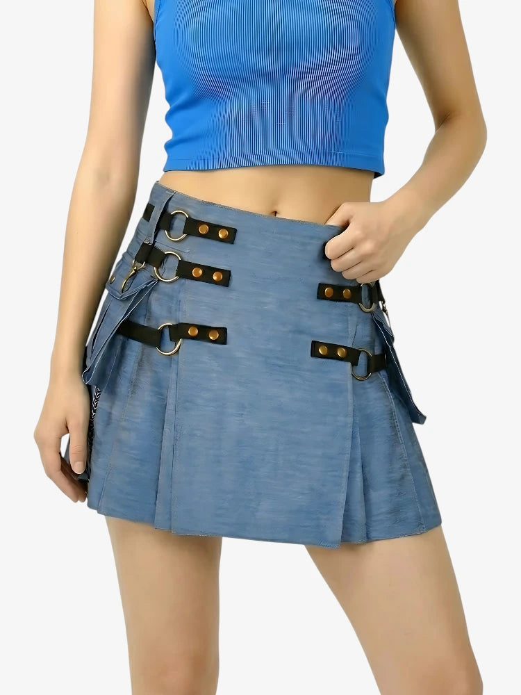 Kilt Ajustable de Denim Azul para Mujer
