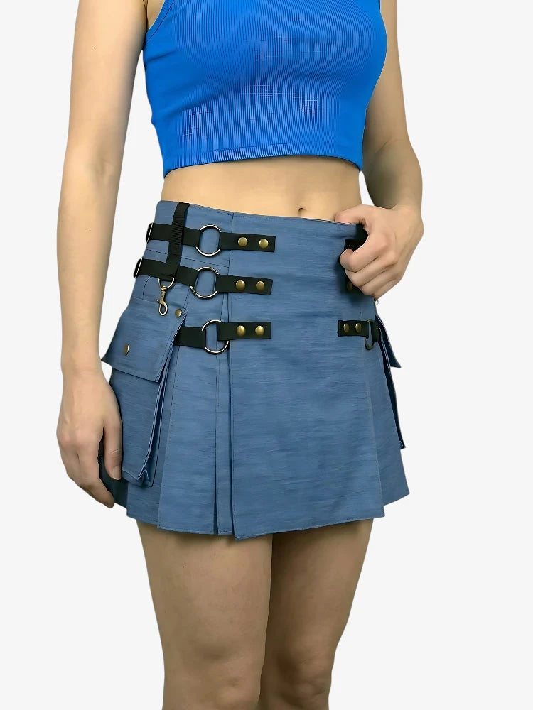 Kilt Ajustable de Denim Azul para Mujer