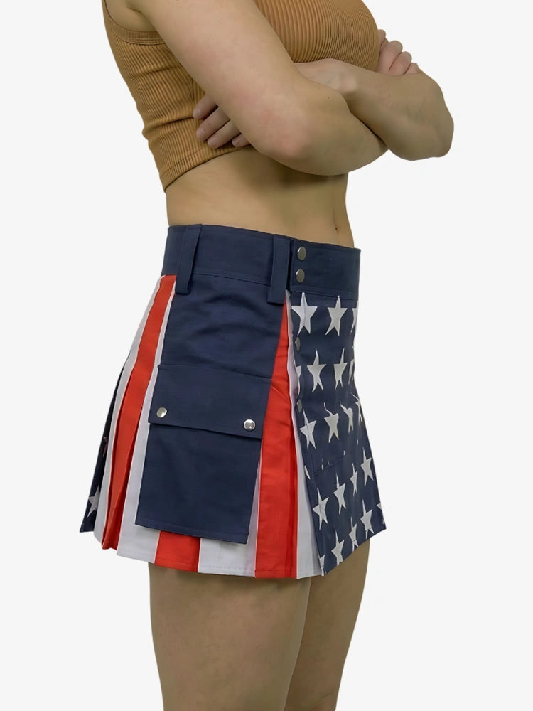 Kilt Utility Tradicional de Algodón con Bandera Americana para Mujer