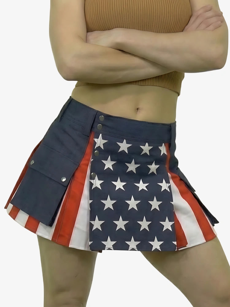 Kilt Utility Tradicional de Algodón con Bandera Americana para Mujer