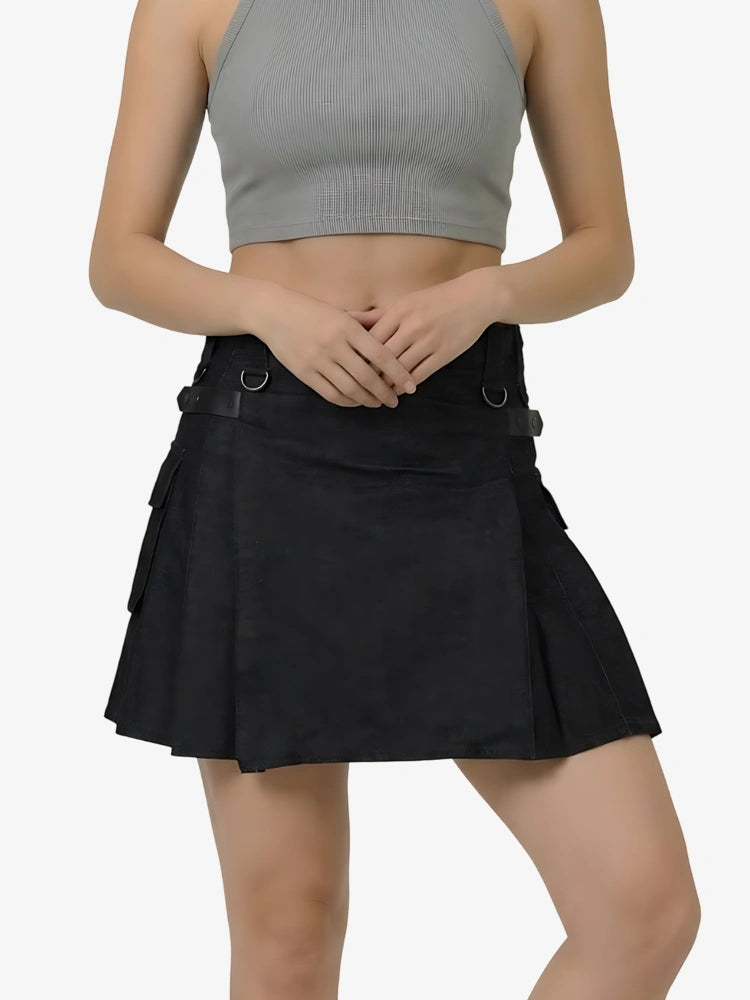 Kilt Utility Negro Denim para Mujer