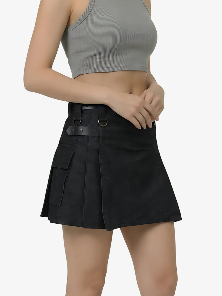 Kilt Utility Negro Denim para Mujer