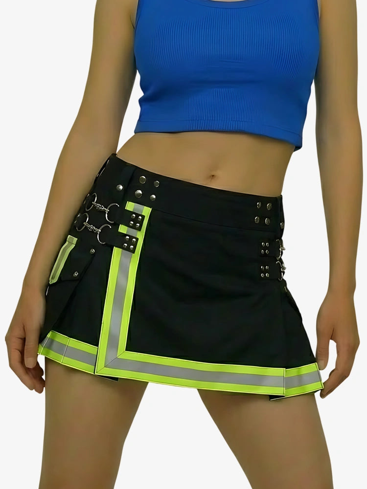 Kilt utility de bombero negro para mujer