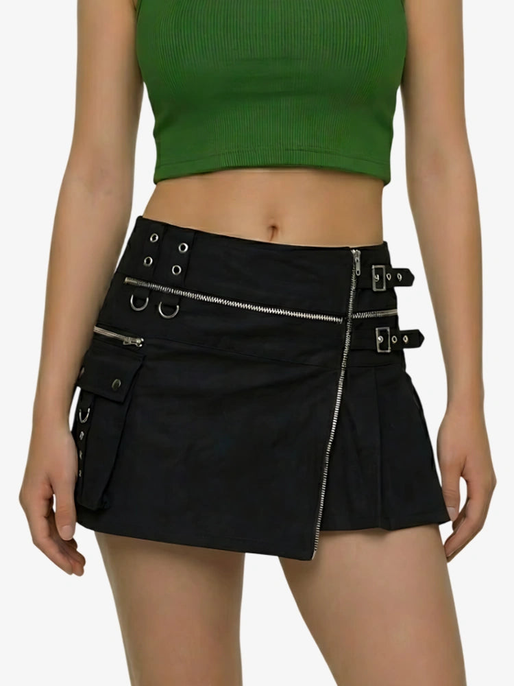 Kilt utility gótico negro para mujer