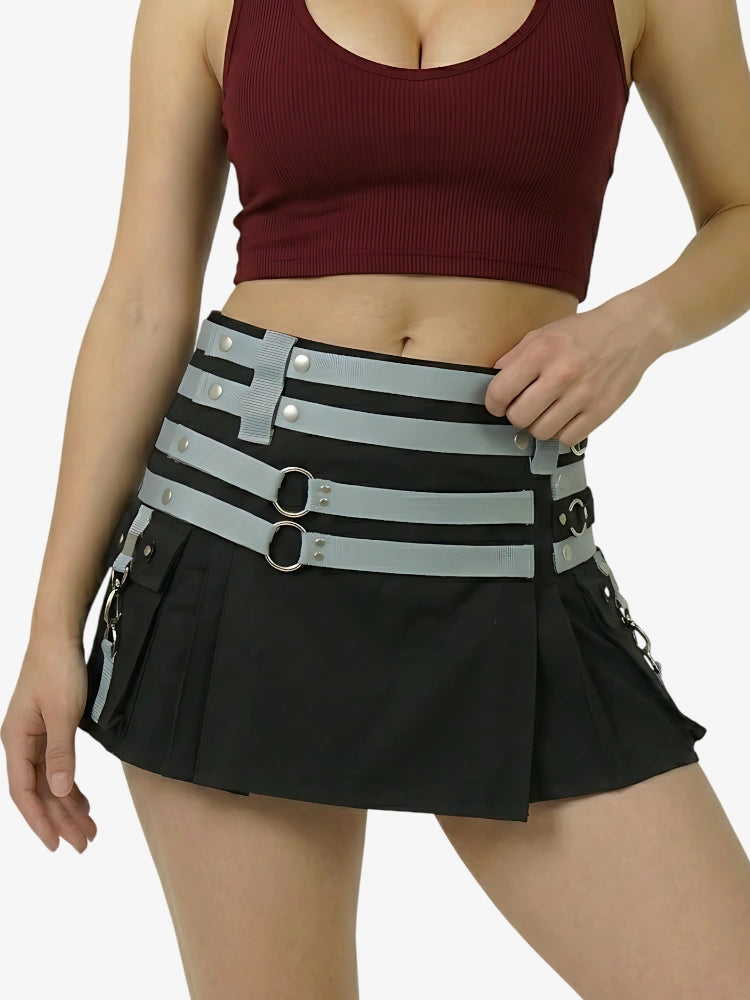 Kilt utility negro y gris para mujer