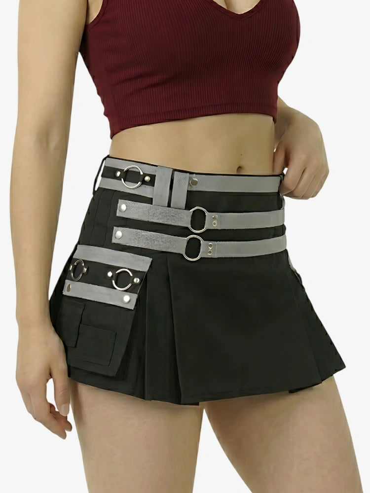 Kilt utility negro y gris para mujer