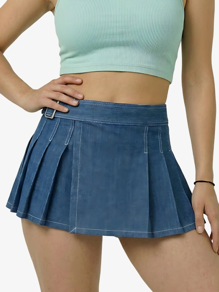 Kilt de mezclilla azul para mujer
