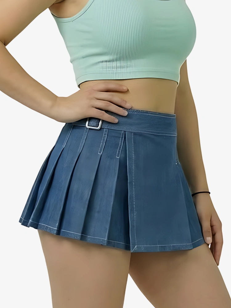 Kilt de mezclilla azul para mujer