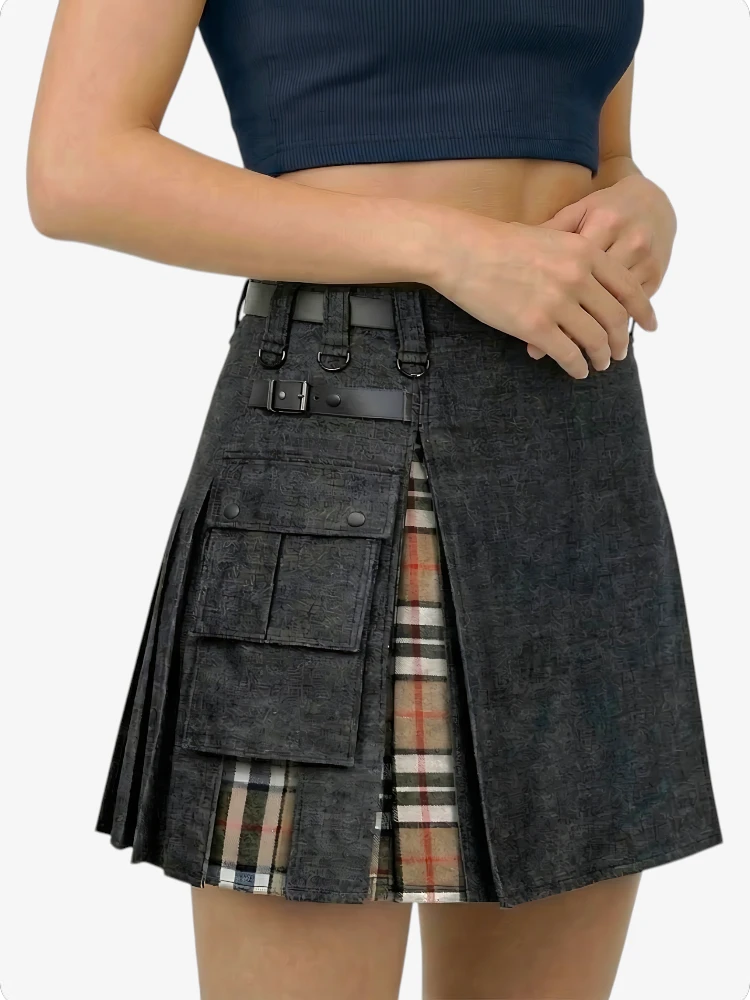 Kilt Denim Negro Campbell Tartan para Mujer