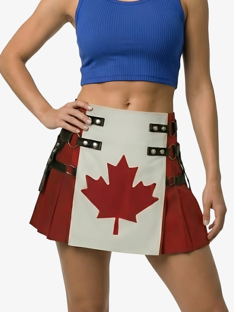 Kilt Híbrido Utility Bandera de Canadá para Mujer de Algodón