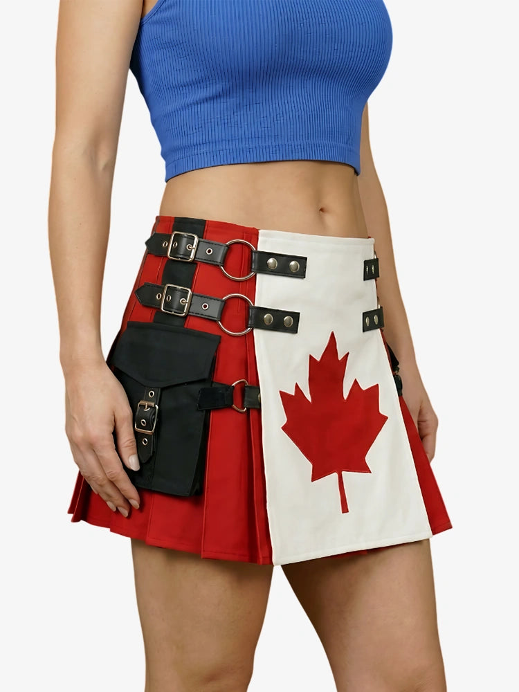 Kilt Híbrido Utility Bandera de Canadá para Mujer de Algodón