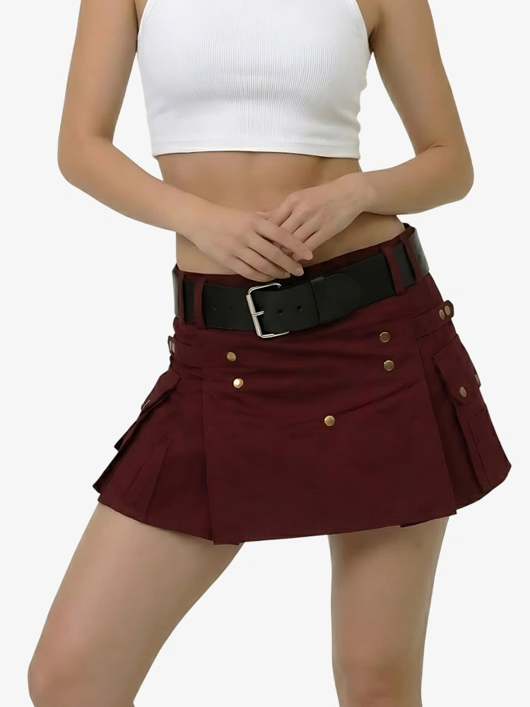 Kilt Utility Burdeos Clásico para Mujer