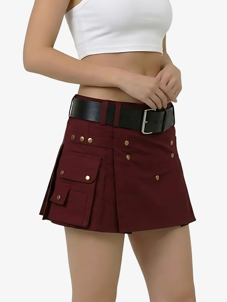 Kilt Utility Burdeos Clásico para Mujer
